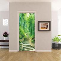 PVC namų dekoro įėjimo durų lipdukas Vonios dušo kambarys Miegamasis Lipni nuotraukų tapetai Renovacija Peizažas Plakatas Atsparus vandeniui 40x120cm(1 piece) green