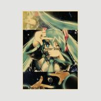 Anime Idol Animacinių filmų dainininkas Miku Plakatas HD spausdinimas Kraftpopierius Retro siena Meno paveikslėliai Miegamojo Dekoratyvinė tapyba Namų dekoro dovanos 42x30cm
