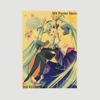 Anime Idol Animacinių filmų dainininkas Miku Plakatas HD spausdinimas Kraftpopierius Retro siena Meno paveikslėliai Miegamojo Dekoratyvinė tapyba Namų dekoro dovanos 42x30cm