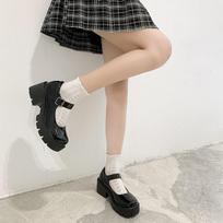 „Lolita“ batai japonų mergaičių platformos juodi aukštakulniai madingi apvalūs „Mary Jane“ moteriški lakiniai dirbtinės odos studentų „cosplay“ batai 39 juoda