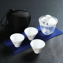 Lauko kelioninis stiklinis arbatos rinkinys, nešiojamas Kung Fu arbatos puodelis, gražus ir lengvas arbatinukas, keraminis nešiojamas arbatos rinkinys Gaiwan