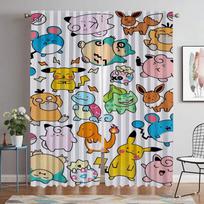 Pokemon tinkleliai nuo uodų kamerai, namų interjero užuolaidos 2 vnt., langų užuolaida, pertvara, atspalviai, svetainės užuolaida W60xH90cmx2pcs-CL