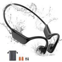 Plaukimo ausinės, IPX8 Profesionalios vandeniui atsparios kaulinio laidumo ausinės su integruota 32G atmintimi, atviros ausies belaidis Bluetooth 5.4 su mikrofonu juoda