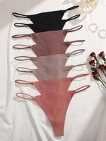 8 vnt./rinkinys besiūlių stringų moterims, nematomi ploni dirželiai, žemu liemeniu, labai tamprios, lanksčios kelnaitės, seksuali apatinė dalis, kelnaitės, T formos nugara M&8Pcs gray