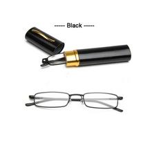 Eso Vision Mini skaitymo akiniai Moteriai ir Vyrui Vamzdelis Ypač Maži Metaliniai Skaitymo Akiniai Juodi Rožiniai su Pieštukų Dėklu Moterims Vyrams +150 black