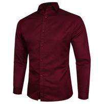 Nauji dideli vyriški marškiniai ilgomis rankovėmis Kelių spalvų Slim Fit marškinėliai Vyriški madingi verslo marškinėliai Vyriški marškinėliai L vyno raudonos spalvos