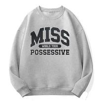 Miss Possessive apvalios apykaklės džemperis Tate McRae laisvi sportiniai drabužiai Unisex vilnos ilgomis rankovėmis drabužiai vyrams moterims madingi gatvės drabužiai M pilka spalva