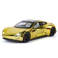 1/24 Tesla Roadster lydinio elektrinio sportinio automobilio modelis Metaliniai liejiniai Naujos energijos transporto priemonės Automobilio modelis Garsas Šviesa Simuliacija Vaikų žaislai Dovana auksinė