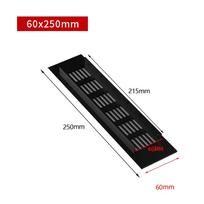 60mm Vėdinimo grotelės Oro išleidimo grotelės Aliuminio lydinio Juodos 60x250mm
