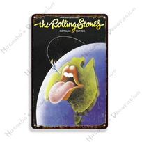 Rolling Stones Vintažinis metalinis skardinis ženklas Roko grupės dekoras 30x20cm beige