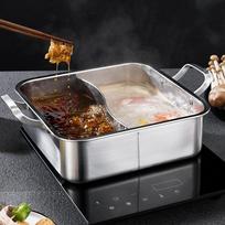 Shabu-shabu pusiau pusėje puodas nerūdijančio plieno karštasis puodas stovyklavimo troškintuvė gray
