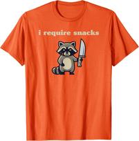 Raccoon Knife I Require Snacks Graphic Tee Soft Cotton Casual TShirt for Men Women 4XL red