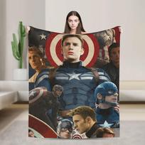 Kapitono Amerikos pliušinis pledas Vaikams Herojų Gerbėjams Flanelinis metamas pledas Sofai Kėdei Super minkštas Individualios kokybės lovatiesė Dovana 100x150cm black