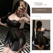 Women's Alluring & Sensual Lingerie: High-End Camisole & Sheer Mesh Nightgown for Small Busts, Plus Sizes, Loungewear 7690 One Size gray