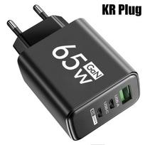 GaN Fast Charging 65W USB Type C Charger EU KR PD 3.0 Quick Charge Wall For Phone Adapter For 15 Huawei Samsung KR Black