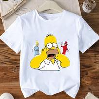 Vasarinis Simpsonų oficialiai licencijuotas The Simpsons su Homero Simpsonu ir dviem spausdintais personažais Unisex apvalia kaklo iškirpte grynos medvilnės S yellow