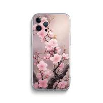 Rožinis Sakura telefono dėklas iPhone 15 14 13 12 11 Pro Max Xs Xr X 7 8 Plus 12 13 Mini Silikoninis Skaidrus Dangtelis iPhoneXR