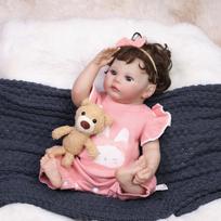 18 Inch Reborn Baby Doll Full Silicone Vinyl Realistic Skin with Visible Veins Early Education Toy Birthday Gift 18 inch beige