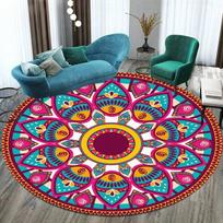 Spalvingas bohemiškas mandala apskritimas miegamojo kėdės grindų kilimėlis - jogos meditacijos kilimas kilimai svetainei 60cm by 60cm blue