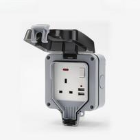 IP66 Lauko Vandeniui Atspari Jungiklio Lizdo Dėžutė Lauko Lietaus Įrodytas Lizdas USB Nuotėkio Apsauga Įkrovimo Kištukas Single USB