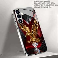 Auksinio Erelio Deimantinio Rašto Grūdinto Stiklo Telefono Dėklas Tinka Samsung Galaxy S26 S25 S24 S22 S21 S20 FE/Ultra/Plus Galaxy S21 Ultra 5G juoda