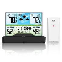 Home -Up Clock Indoor Outdoor Temperature Humidity with 12-24h Weather Forecast IP44 Waterproof 3-Level Backlight Large HD Screen white