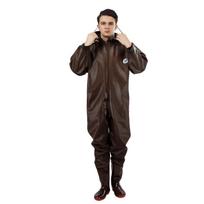 Kavos spalvos vandeniui atsparūs pilno kūno žvejybos kelnės su batais - Unisex lauko brastymui skirti lietaus drabužiai Size 43 black