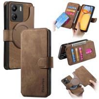 2 viename nuimamas kortelių dėklas-piniginė odinis magnetinis dėklas, skirtas Xiaomi Redmi Note 13 Pro Plus 12 13C 12T 13T 11, atverčiamas knygos tipo dangtelis For RM Note13Pro 4G ruda