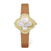 9758 Keturlapio dobilės Plieninio dirželio Laikrodžio dirželis Moteriško laikrodžio beige