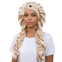 Long Curling Ribbons Heatless Curl Bonnet Non-Slip Design Curling Bonnet Satin Bonnet  For Sleeping smėlis