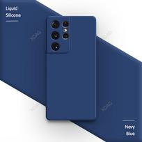 Originalus Oficialus Telefono dėklas Samsung Galaxy S21 Ultra S21Ultra Plus FE 5G Minkštas Skystas Silikonas Grynas Pagrindinis Galinis Dangtelis Samsung S21 FE tamsiai mėlyna spalva