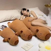 Capybara Kapibara throw pillow girls sleep on the bed doll long pillow plush toy doll 70cm beige