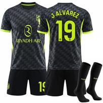 2627 Club Fluorescentinė Žalia Marškinėliai 19 Alvarez 7 Li Gangren Atletico Madrid Išvykos Futbolo Vienoda Juodas Kostiumas XL