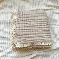 Ins Baby Six-layer Gauze Muslin Cotton Lace Fringe Blanket Swaddle Wrap Stroller Cover Bath Towel Newborn Accessories 102X102CM gray