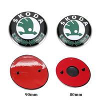 80mm 90mm ABS emblema Skoda Fabia 1 2 Octavia a7 RS Superb Rapid Yeti Karoq Vision automobiliui Priekinė Galinė Bagažinės Dangčio Lipdukas 1x80mm 1x90mm gray