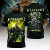 Naujas 2026 m. Rock Megadeth grupės 3D spausdinti vyriški ir moteriški marškinėliai Mada Trumpomis rankovėmis Punk Hip Hop Gatvės Harajuku Viršus 6XL brown