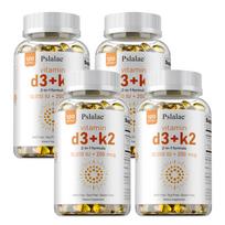 Pslalae Vitaminas D3 K2 10000 TV minkštos kapsulės 120 vnt. — Kaulų palaikymas, Mineralų absorbcija, Kalcio palaikymas 120*4