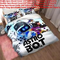 Astro Bot Bedding Set With 3d Digital Print For Kids Bedroom Decor Style I,Single(135x200cm) black