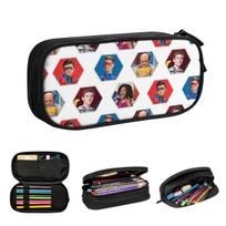 Henry Danger - Hexagon Pencil Cases for Students School Pen Box Pencil Bag Large Storage Pencil Pouch Storage Stationery Supplie 21x10.5x5cm gray