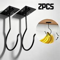 Under Cabinet Banana Hanging Hook 5.63 Inch Black Zinc Plated Self-Adhesive Screw Install Fruit Hook for Banana Grape Kitchen Storage 5.63inch*XJGG*2PCS juoda