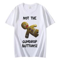 Shrek Gingerbread Man Not The Gumdrop Buttons Funny Meme T-shirt Cartoon Short Sleeve T-shirts S white