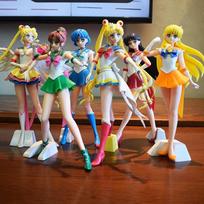 Sailor Moon Anime figūrėlių rinkinys 23cm Meiou Setsuna Kaiou Michiru Haruka Tomoe Hotaru Blizgučiai ir Glamūras Veiksmo figūrėlės Žaislas Dovana