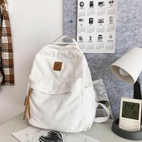 Japanese Niche Retro Lazy Wind Pendant Feeling Backpack Female Washed Canvas Schoolbag Casual College Student Class Backpack