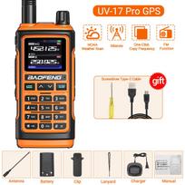 Baofeng UV-17Pro GPS Walkie Talkie 108-136MHz Air Band VHF UHF 200-260MHz 350-355MHz FM Radio Six Bands Wireless Copy Frequency US oranžinė