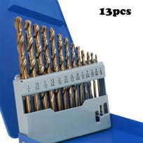 13Pcs M35 Cobalt HSS Drill Bit Set, Spiral Drill Bits for Metal, Stainless Steel, Wood & Plastic, Heavy Duty with Storage Case Round