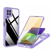 360° viso korpuso dėklas, skirtas Samsung Galaxy A12 M12 A22 M32 A32 A52 A02 A03 A21S A51 A13 A33 A53 S21 FE Plus S22 A10S Funda Coque smūgiams atsparus buferio dangtelis Redmi 9C NFC violetinė