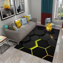 Juodas 3D korio kilimas Abstraktus geometrinis kilimėlis paaugliams Erdvinės geometrijos meno kilimėliai Miegamojo Svetainės erdvės dekoro grindų kilimėlis 80cm x 160cm