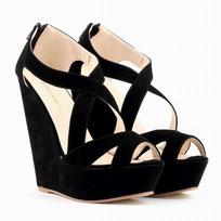 Moteriškos mados pompos Velvet Platform Peep Toe Aukštakulniai Batai Pleištai moterims Vestuviniai batai 40 juoda