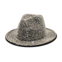 Fedoras Cirkonio Fedoros Skrybėlė Moterims Brangakmenių Fedoros Džiazo Aukštas Skrybėlė Žiemos Rankų Darbo Atlikimo Skrybėlė Šventės Skrybėlė Jackson Skrybėlės M 56-58CM gray