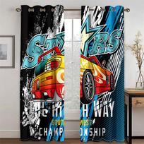 3D Šešėliavimo Užuolaidos Genėjimui Šaunūs Automobilių Raštai 2 Vnt Svetainės Miegamojo Dekoravimui 100W130H(CM)40x51in&Grommet Top